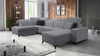 Ecksofa mit Schlaffunktion Kelly Sleek VI grau rechts modernes Design Ecksofa für Wohnzimmer mit verstellbaren Kopfstützen