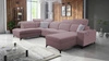 Ecksofa mit Schlaffunktion Kelly Sleek VI lavendel rosa rechte Seite modernes Design Ecksofa für Wohnzimmer mit verstellbaren Kopfstützen