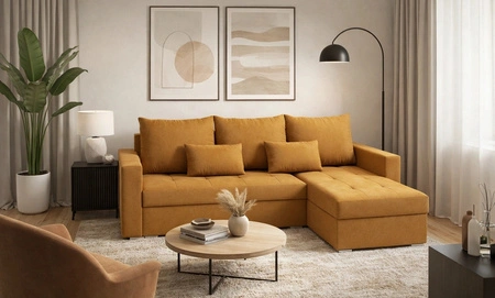 Ecksofa mit Schlaffunktion Fasti Bis senfgelb Universal-Ecksofa mit Bettkasten garantiert höchsten Komfort