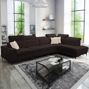 Ecksofa mit Schlaffunktion Kelly Sleek XI braun rechts stilvolles und bequemes Ecksofa aus strapazierfähigem Webstoff