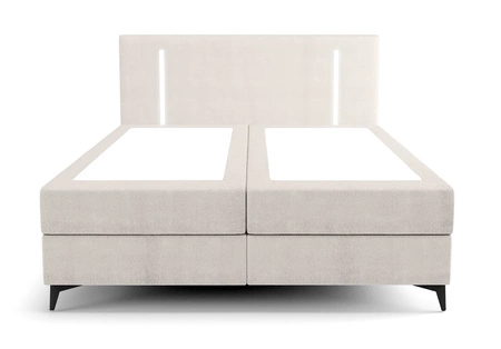 Boxspringbett Norco 140x200 ecru stilvolles Bett mit Bettwäsche Container Beleuchtung im Kopfteil fügt eine einzigartige Note
