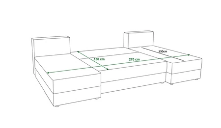 Ecksofa mit Schlaffunktion Fogu U grün komfortables und stilvolles Ecksofa mit einfachem Design Kordstoff Bettzeug Container