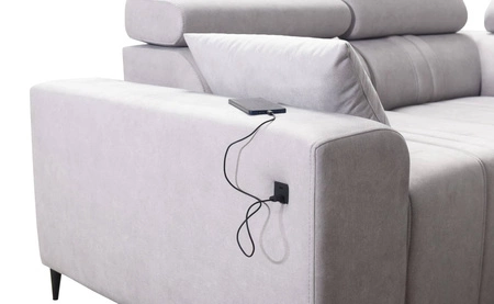 Ecksofa mit Schlaffunktion Castel III blau links Ecksofa mit zwei Bettkästen verstellbare Kopfstützen