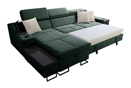 Ecksofa mit Schlaffunktion Alcamo honig/weiß links elegantes und stilvolles Ecksofa mit einer ausziehbaren praktischen Schublade an der Seite des Möbels