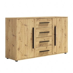 Kommode Maxione 150 cm Eiche handwerklich elegant und vielseitig Kommode Stil für Schlafzimmer oder Wohnzimmer geschmackvolle schwarze Griffe