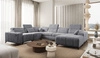 Ecksofa mit Schlaffunktion Penejos VIII grau rechtsseitig stilvolles Ecksofa aus strapazierfähigem Stoff