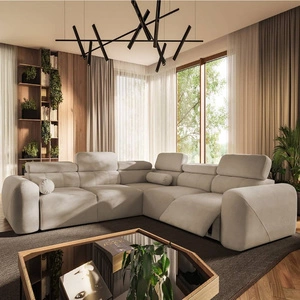 Ecksofa mit Schlaffunktion Cantare III Lux beige rechte Seite stilvolles und bequemes Ecksofa für das Wohnzimmer mit hochklappbarer Fußstütze