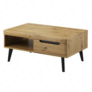 Atka Couchtisch Eiche artisan/schwarz mit Schubladen modernes Design mit Vollauszug Schubladensystem passt perfekt in jede Art von Interieur