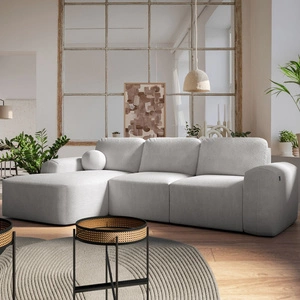 Ecksofa mit Schlaffunktion Arbon grau Esche links modernes Ecksofa mit Sonderform weicher Stoff