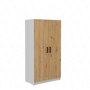 Garderobe Makana 80 cm hellgrau / Eiche handwerklich funktionales Möbel für das Jugendzimmer oder Büro