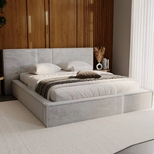 Polsterbett Palise 180x200 grau Esche stilvolles Bett mit Bettzeugablage bequemes Kopfteil besticht durch sein elegantes Design