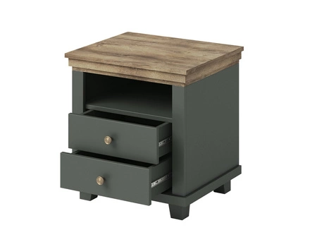 Evora Nachttisch Flasche grün / Eiche lefkas mit Schubladen ideale Schrank für Schlafzimmer in klassischen und skandinavischen Stil