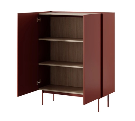 Vellore 97 cm hohe Kommode Ziegelstein elegante Kommode mit abgesenkter Platte in Eiche schattiert Metallbeine grifflose Fronten