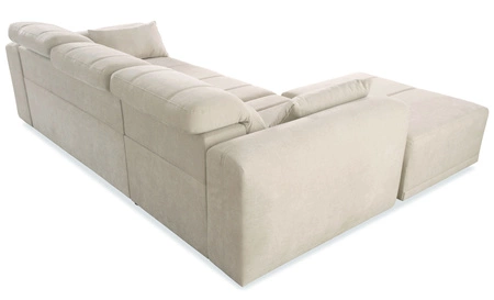 Ecksofa mit Schlaffunktion Cetara beige linke Seite stilvolles Design bequeme verschiebbare Rückenlehne verstellbare Kopfstützen