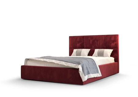 Polsterbett Hestia 180x200 mit Stauraum Dunkelrot moderner skandinavischer Stil mit bequemem Kopfteil