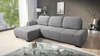 Sanftes Ecksofa mit Schlaffunktion hellgrau linke Seite stilvolles Design Ecksofa Bett zeichnet sich durch seine abgerundete Form aus