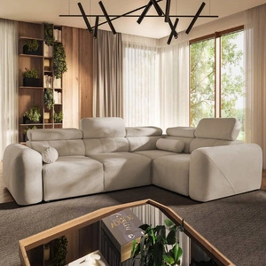 Ecksofa mit Schlaffunktion Cantare II beige rechte Seite bequemes Ecksofa für Wohnzimmer mit stilvollem Charakter weicher Stoff