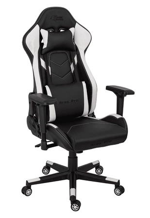 Gaming-Sessel Ares Pro schwarz/weiß komfortabler und funktionaler Sessel mit verstellbaren Armlehnen stabiles Metallgestell