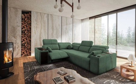 Ecksofa mit Schlaffunktion Tesalia II Lux mint links komfortables Ecksofa mit verschiebbarer Rückenlehne und ausziehbarer Fußstütze