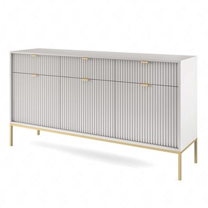 Kommode mit Schubladen Lovro 154 cm grau modernes Design wird die Liebhaber von ausdrucksstarken Innenräumen begeistern goldenes Metallzubehör