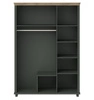 Verspiegelte Garderobe Evora 154 cm Flasche grün / Eiche lefkas elegantes Design ideal Kleiderschrank für Schlafzimmer Flur Zimmer geräumige Schubladen