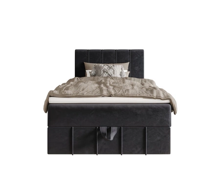 Boxspringbett Casey 90x200 graphit im modernen skandinavischen Stil mit gepolstertem Kopfteil Bett mit Staukasten