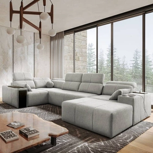 Ecksofa mit Schlaffunktion Tesalia IV grau Esche rechts komfortables Ecksofa für das Wohnzimmer mit innovativer Schiebefunktion der Rückenlehne