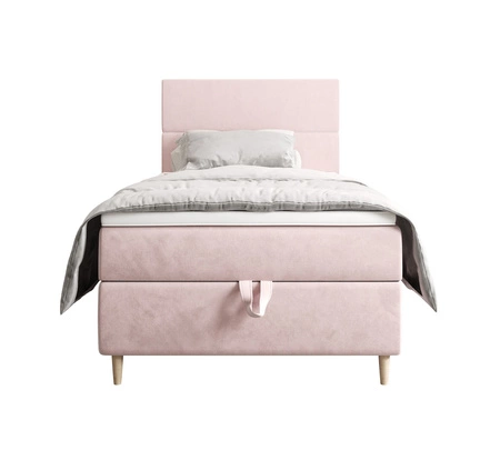 Boxspringbett Bing 120x200 Puderrosa im modernen skandinavischen Stil mit gepolstertem Kopfteil Bett mit Staukasten