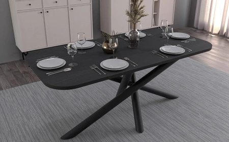 Lyon Tisch 90x185 cm portland ash / schwarz stilvoller Esstisch auf Designer-Spinnenbeinen höhenverstellbar