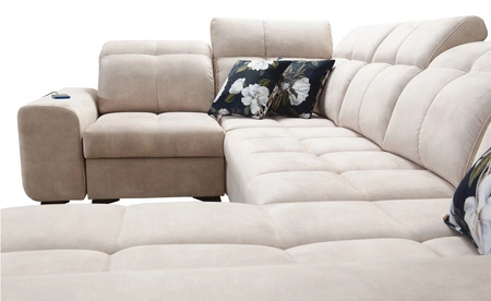 Buffalo IV Ecksofa mit Schlaffunktion graphit rechtes Ecksofa stilvoll mit zwei Bettzeugcontainern Veloursstoff