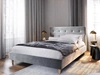 Polsterbett Noiro 140x200 hellgrau mit Stauraum im modernen skandinavischen Stil mit markantem Kopfteil