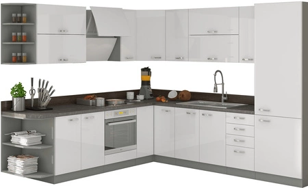 Eck-Küchenmöbel-Set Bianka 260x270 cm glänzende Fronten Schrank-Stil wird das Innere einer jeden Küche passen