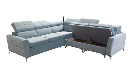 Ecksofa mit Schlaffunktion Rava IV gelbes Ecksofa aus Samt rechts Komfort für den täglichen Aufenthalt Container für Bettzeug