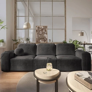 Sofa mit Schlaffunktion Arbon graphit bequemes und stilvolles Sofa für das Wohnzimmer weicher Plüschstoff verleiht einen einzigartigen Charakter