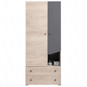 Kleiderschrank Dzeta 80 cm Eiche/anthrazit ideal für das Jugendzimmer stilvoller und geräumiger Kleiderschrank mit Schubladen