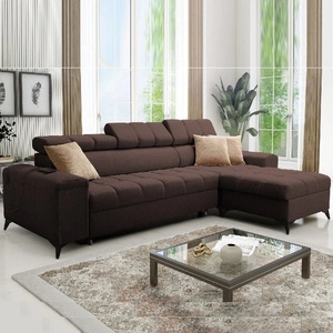 Ecksofa mit Schlaffunktion Bolmso braunes rechtsseitiges Ecksofa mit zwei Bettkästen praktische Schublade in der Seite des Möbels