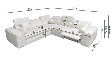 Ecksofa mit Schlaffunktion Viano III Lux grau rechts modernes Ecksofa für Wohnzimmer mit ausziehbarem Fußteil Bettwäschecontainer