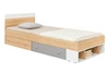 Bett mit Schubladen Pixel 120x200 cm Biskuit Eiche / weiß / grau modernes Design Bettumrandung mit speziellen ABS-Furnier fertig