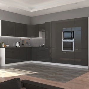 Eck-Küchenmöbelset Milo 230x370 cm glänzende Fronten Schrank-Stil wird das Innere einer jeden Küche passen