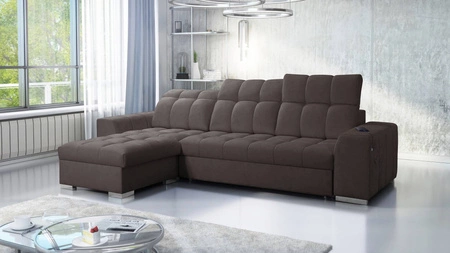 Ecksofa mit Schlaffunktion Luigi braun linkes Ecksofa mit zwei Bettkästen Stoff mit einer interessanten Struktur