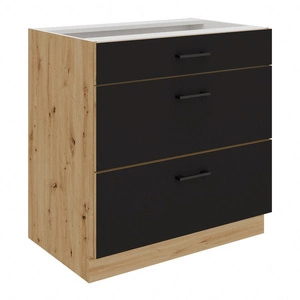 Stehender Küchenschrank mit Schubladen Monza 80 D 3S BB Premium Box dampf-, hitze- und spritzwasserbeständiger Schrank