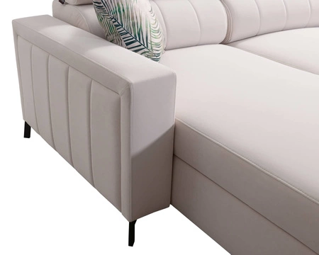 Ecksofa mit Schlaffunktion Savona VI grau / weiß links elegantes und bequemes Ecksofa für das Wohnzimmer zwei Container für Bettzeug