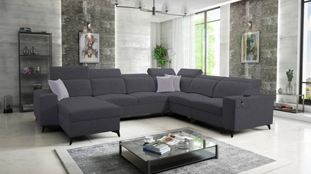 Ecksofa mit Schlaffunktion Kelly Sleek VIII graphit links stilvolles Ecksofa für Wohnzimmer bietet Komfort beim Entspannen