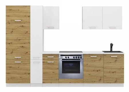 Toni 290 cm weiß / Eiche artisan Tischplatte Küche Set sieht toll aus in klassischen Interieurs