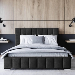 Polsterbett Insam 140x200 schwarz stilvolles Bett mit Bettzeugablage komfortables Kopfteil besticht durch sein elegantes Design