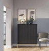 Kommode Lovro 104 cm schwarz modernes Design Kommode mit Gold-Accessoires bereichert wird Liebhaber der expressiven Interieur begeistern