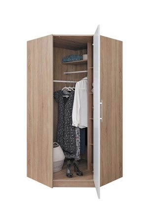 Eckschrank Caspe anthrazit modernes Design ABS-Finish und Aluminiumgriffe