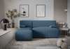 Ecksofa mit Schlaffunktion Brandon blau links dreidimensionaler Stoff mit ausdrucksstarken Streifen Bettzeug Container