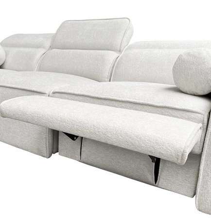 Ecksofa mit Schlaffunktion Viano III Lux grau blau rechts modernes Ecksofa mit ausziehbarem Fußteil Bettzeugcontainer