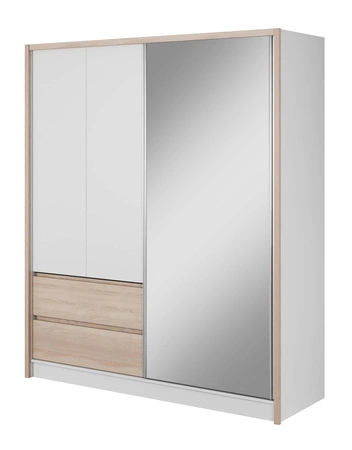 Schiebeschrank Cento 184 cm weiß / Eiche sonoma modernes Design Kleiderschrank ideal für Schlafzimmer Kleiderschrank oder Flur